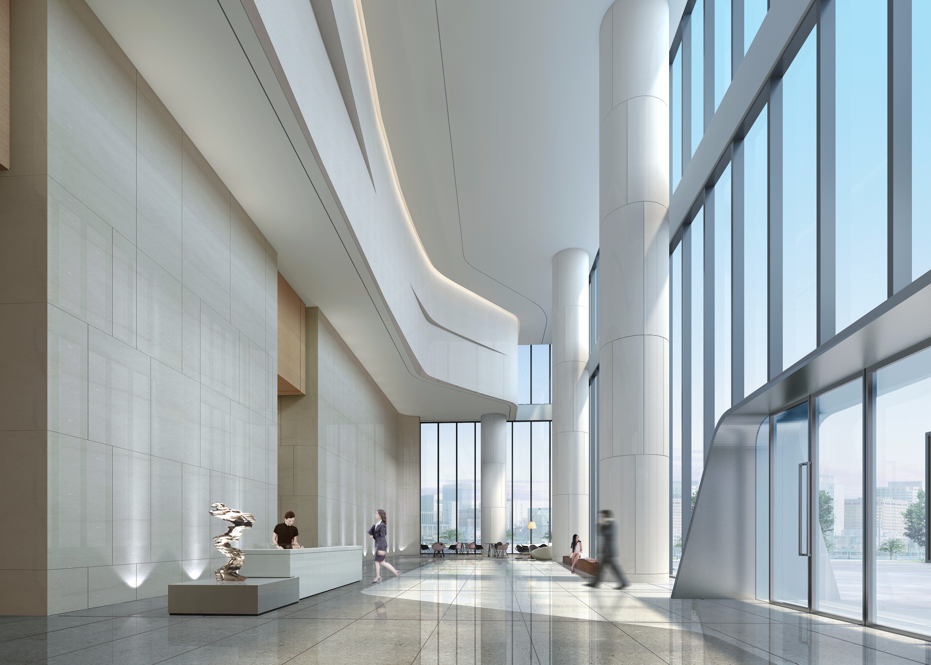 嘉定區辦公樓大廳裝修設計-第4張圖片-上海古都建筑設計集團 嘉定區辦公樓大廳裝修設計-第4張圖片-上海古都建筑設計集團