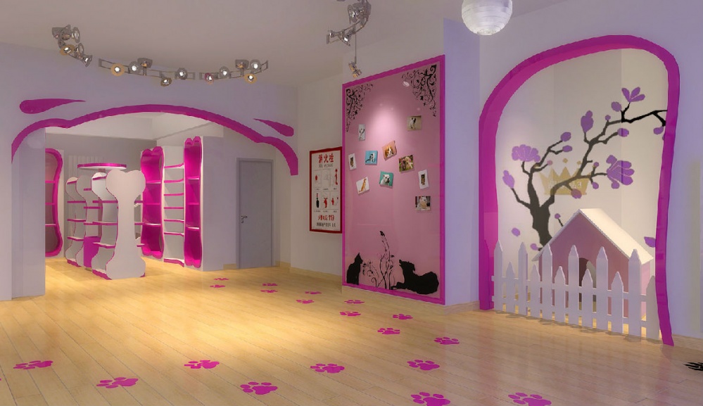 粉色可愛系寵物一體店裝修設計-第3張圖片-上海古都建筑設計集團
